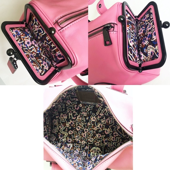 Coach x Keith Haring Mailbox Bag PINK Limited Edition Kisslock Shoulder Bag HTF - Picture 9 of 14
